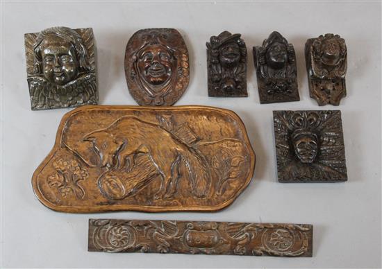 A collection of eight 17th / 18th century carved oak corbels	